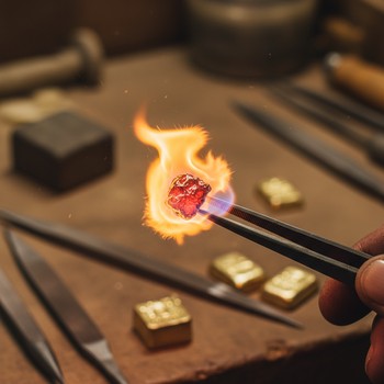 Annealing flame softening a gold shank
