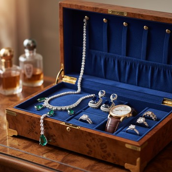 Lined jewelry box with separated slots