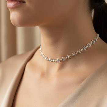 16-inch choker chain near collarbone
