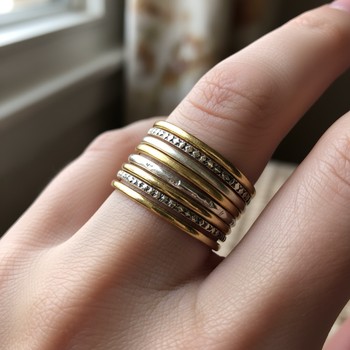 Stack of slim bands in warm gold