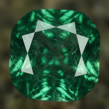 Emerald with step facets showing forest green
