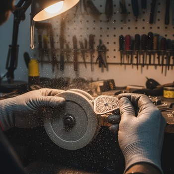Polishing wheel refining metal surface