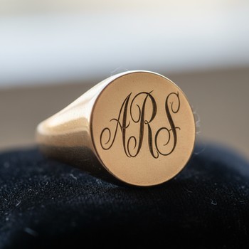 Signet ring with crisp initials
