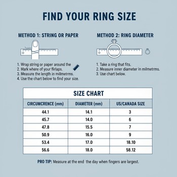 Simple ring size chart on a desk