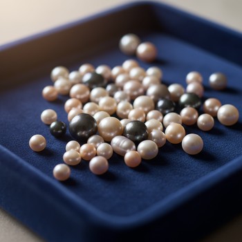 Pearl drops resting on a soft tray
