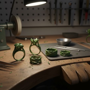 Green wax models before casting