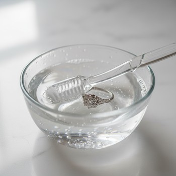 Bowl with mild soapy water and a soft brush