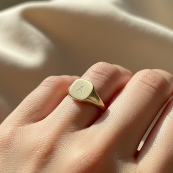Mini signet ring with brushed top