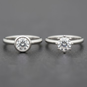 Bezel setting compared to prong setting