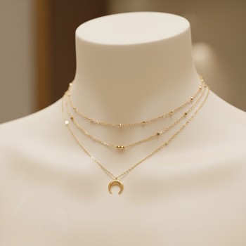 Two necklaces of different lengths layered together