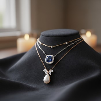 Evening spark: trio of necklaces with a single gem