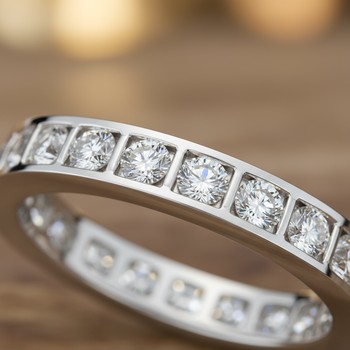 Channel-set eternity band with matched stones