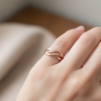 Twist band with rope texture in warm gold